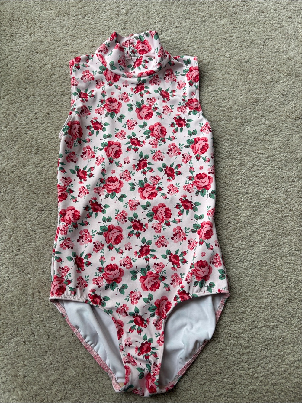 Eleven Girls Pink Floral High-Neck One-Piece Leotard Size L Kids